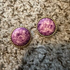 Purple and Gold Stud Earrings 14